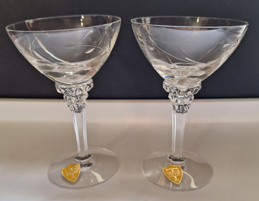 Vintage Tiffin-Franciscan 4.75" Cocktail Glasses ROSE MARIE -Set of 2